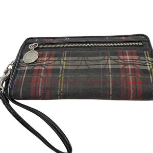 Coach Plaid Black Canvas Wristlet Wallet